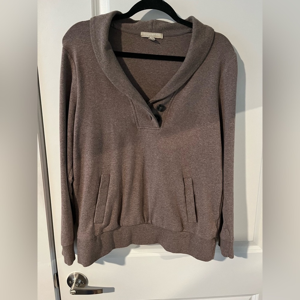 Banana Republic Womens Brown Long Sleeve Shawl Collar Pullover Size Large - Picture 4 of 16
